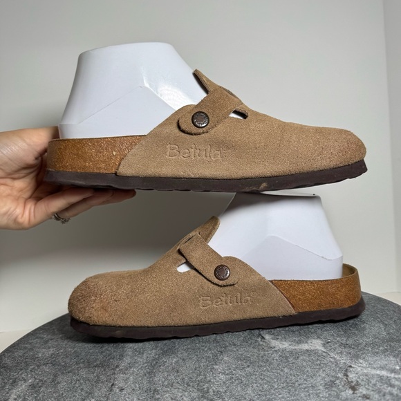 Birkenstock Light Brown Suede Leather Betula Boston Clogs 37 - Picture 7 of 12